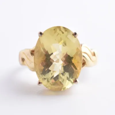 Lemon Quartz Sterling Silver Gold Vermeil Ring