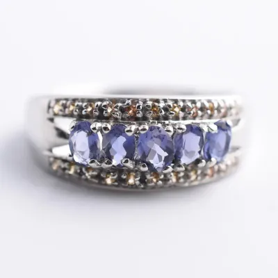 Iolite & Sapphire Sterling Silver Ring