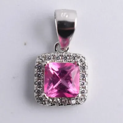 Pink Topaz Sterling Silve Halo Pendant