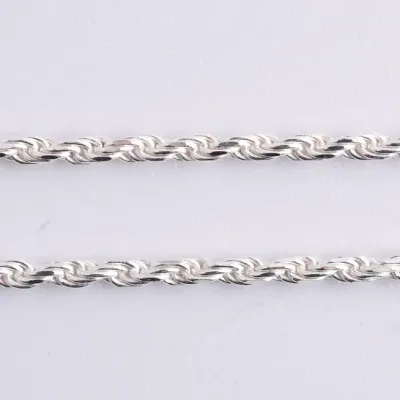 Italian Sterling Silver Rope Chain Necklace 