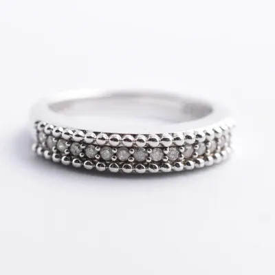 Natural Diamond Sterling Silver Line Ring