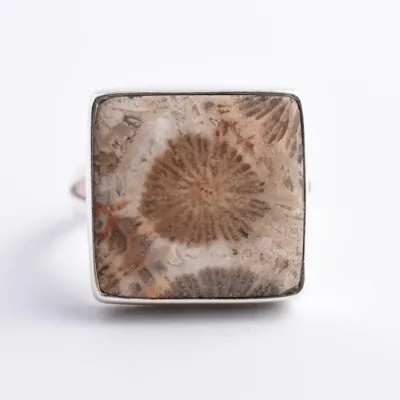 Fossilized Coral Sterling Silver Ring