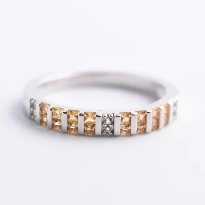 Natural Sapphire Sterling Silver Line Ring