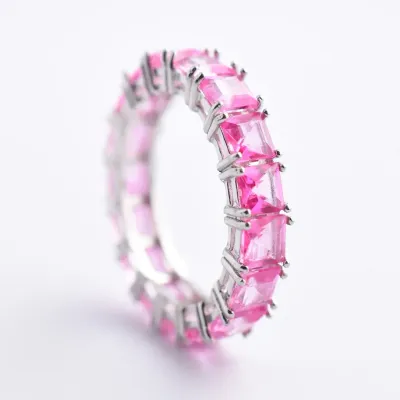 Pink Topaz Sterling Silver Line Ring