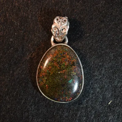 Black Opal Sterling Silver Pendant