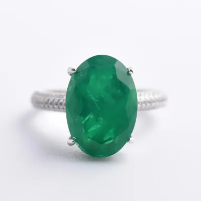 Green Stone Sterling Silver Ring