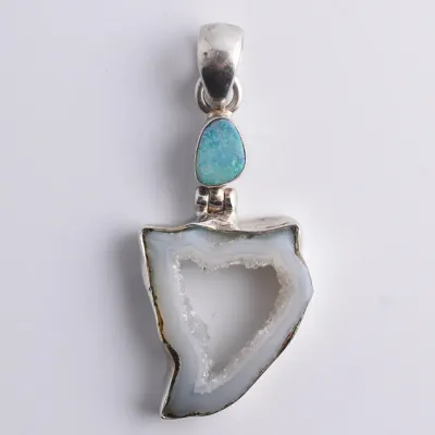 Druzy Agate Sterling Silver Pendant