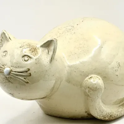 Vintage Cat Loaf Pottery Figurine