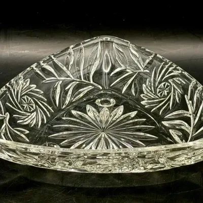Vintage Triangular Pinwheel Glass Dish
