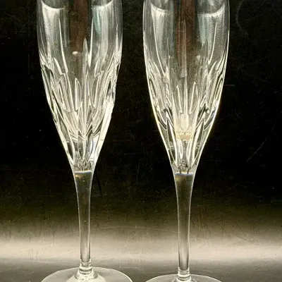 (2) Waterford Nocturne Crystal Wine Glasses 