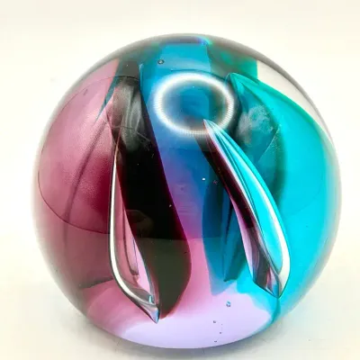 Signed & Numbered vintage Caithness "Scimitar" art glass paperweight from Scotland