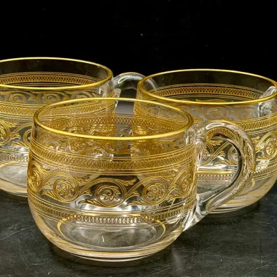 (3) Baccarat Athenian Gold Punch Cups