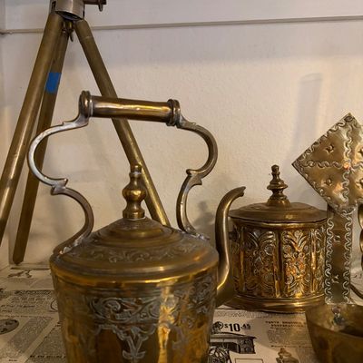 Sale Photo Thumbnail #44: Brass hammered teapot 