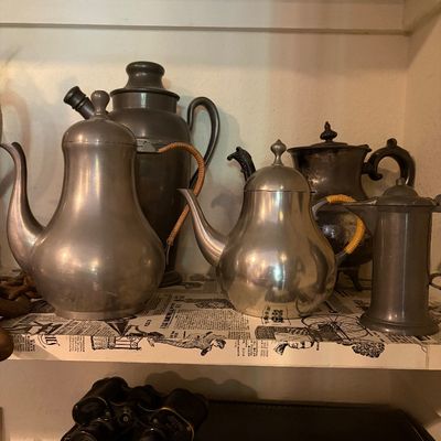 Sale Photo Thumbnail #34: Pewter serving pieces, circa 1960s