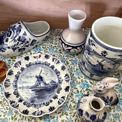 Sale Photo Thumbnail #29: Vintage and tourist Delft china. The older pieces are from the 1950s, Newer pieces from early 1990s.