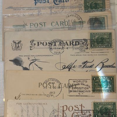 Sale Photo Thumbnail #14: Collection of post cards with early 1-cent stamps, most dated in early 1900s