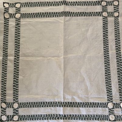 Sale Photo Thumbnail #25: Sample of vintage linen. This piece is a hand drawn cotton small table cloth. Many vintage linen items to choose from