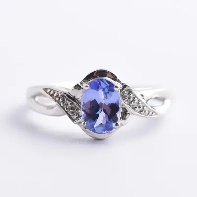 Tanzanite & Diamond Sterling Silver Twist Ring
