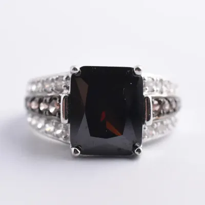 Brown Sterling Silver Pavé Ring