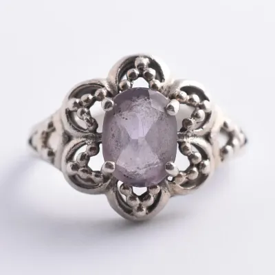 Purple Ornate Sterling Silver Ring