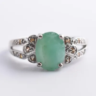 Emerald & Sapphire Sterling Silver Ring