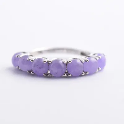 Lavender Jadeite Cabochon Sterling Silver Line Ring