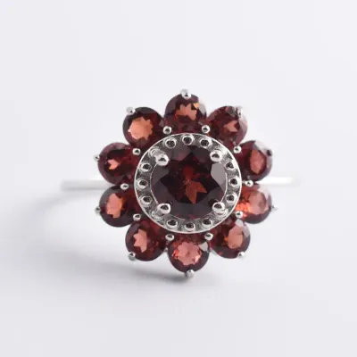 Garnet Sterling Silver Cluster Ring