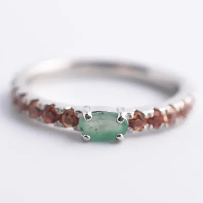 Emerald & Topaz Sterling Silver Ring