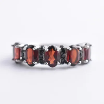 Garnet & Spinel Sterling Silver Line Ring