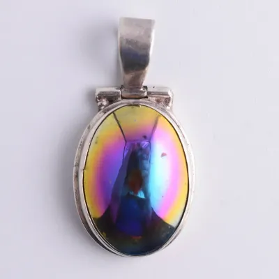 Carnival Glass Sterling Silver Pendant