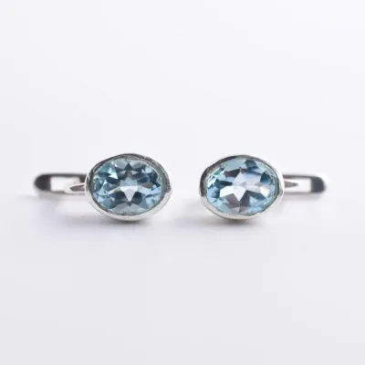 Blue Topaz Sterling Silver Stud Earrings