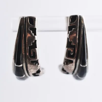 Enamel Sterling Silver Huggy Earrings