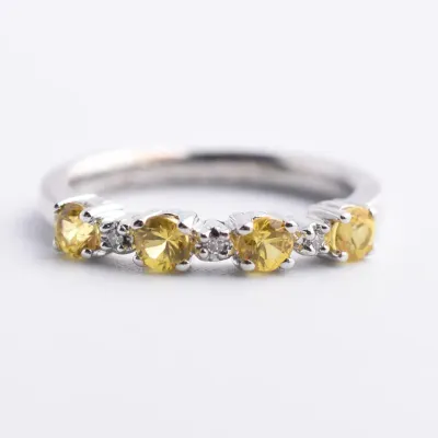 Yellow Topaz Sterling Silver Line Ring