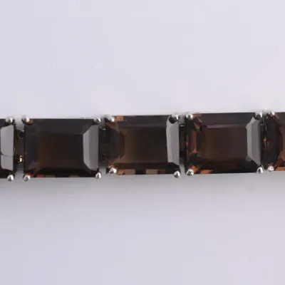 Smokey Quartz Sterling Silver Tennis Bracelet