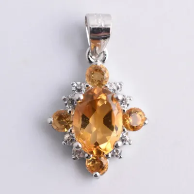 Citrine Sterling Silver Cluster Pendant