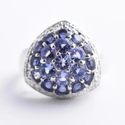 Tanzanite & Iolite Sterling Silver Cluster Ring