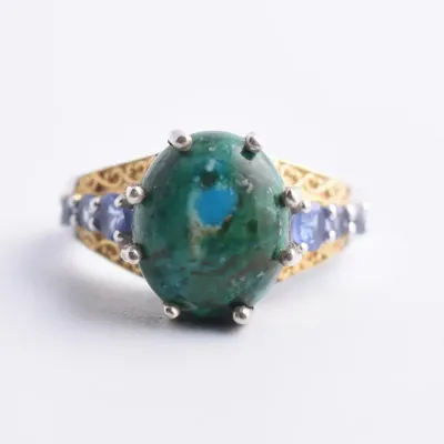 Azurite & Tanzanite Sterling Silver Ring