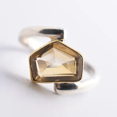 Citrine Sterling Silver Modernist Wrap Ring