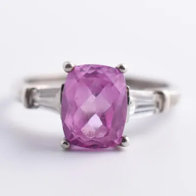 Pink & White sapphire Sterling Silver Ring