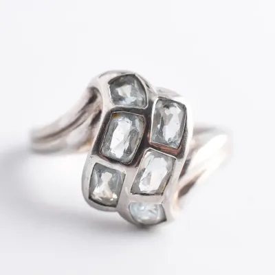 Blue Topaz Sterling Silver Modernist Ring