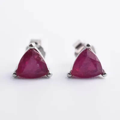 Ruby Sterling Silver Stud Earrings