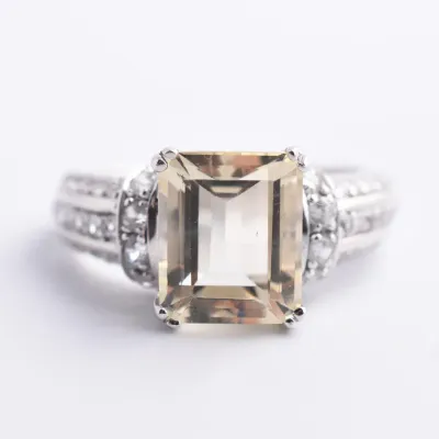 Champagne Sterling Silver Pavé Ring