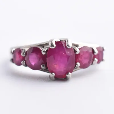 Ruby Sterling Silver Line Ring