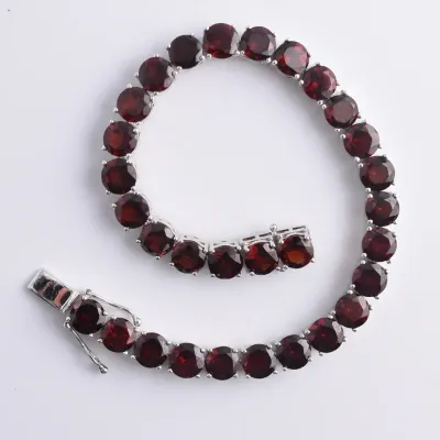 Garnet Sterling Silver Tennis Bracelet