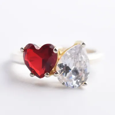 Red Sterling Silver Gold Vermeil Ring