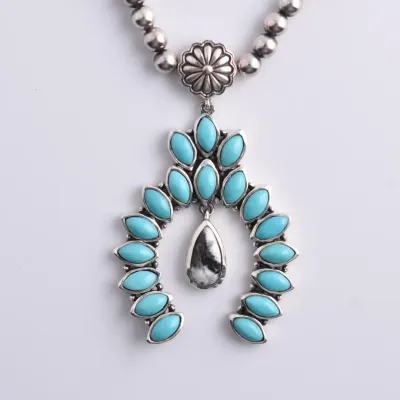 Turquoise & Buffalo Turquoise Sterling Silver Beaded Southwestern Necklace