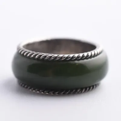 Jade Sterling Silver Band Ring
