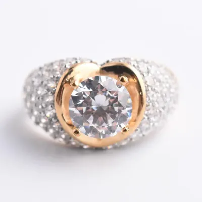 Serling Silver Gold Vermeil Pavé Ring