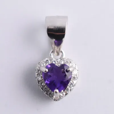 Amethyst Sterling Silver Halo Pendant