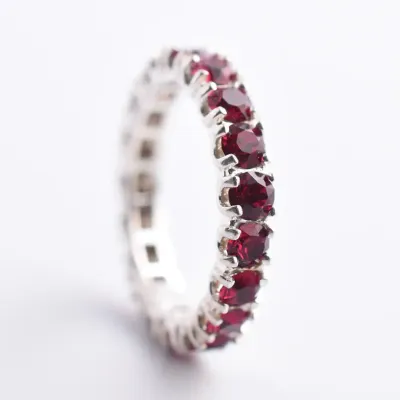 Red Sterling Silver Line Ring